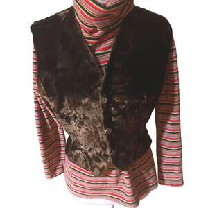 Vintage 70’s thick velour funky brown vest size small rave club dance festival